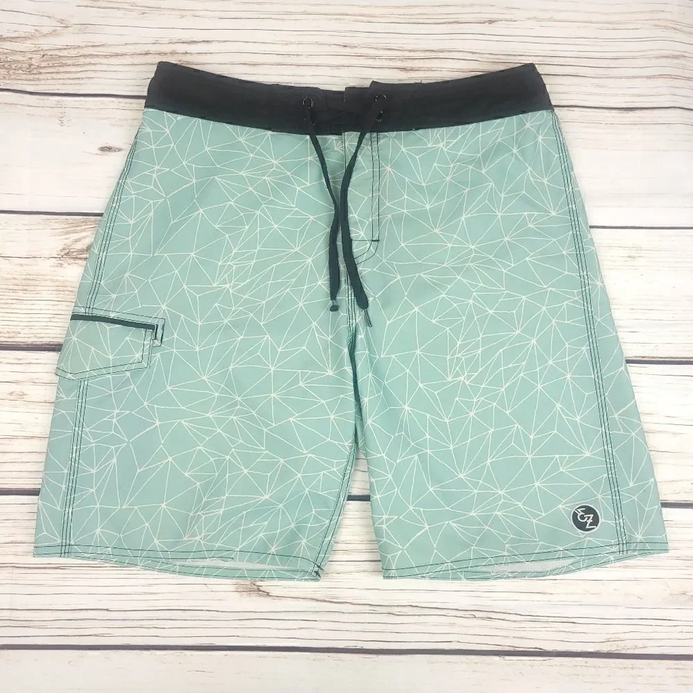 Ezekiel blue geometrical print swim shorts size 32